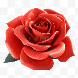 植物花卉立体图片_玫瑰红色立体插画