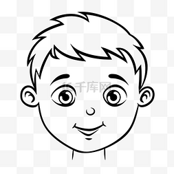 黑白着色页中男孩的头部轮廓素描