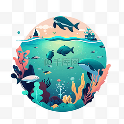 简单世界海洋日插画