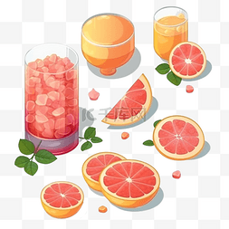 夏日冷饮卡通图片_果汁红色食物