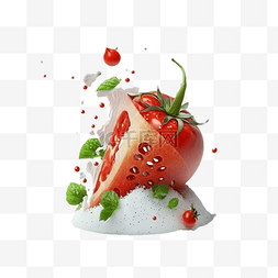 草莓奶酪蛋糕图片_3d食物草莓立体效果