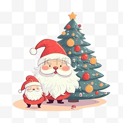创意礼物树插画图片_圣诞老人可爱卡通圣诞树