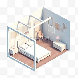 3d房间白色模型立体