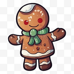 圣诞节姜饼人戴手套图案