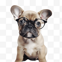 聪明的小狗图片_戴着眼镜的可爱斗牛犬幼崽