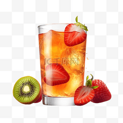 菠萝草莓汁图片_果汁夏日草莓透明