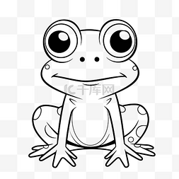 小青蛙着色页与大眼睛轮廓素描 
