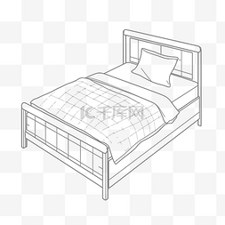 儿童单人床图片_一张床的轮廓，床头板展开，两个