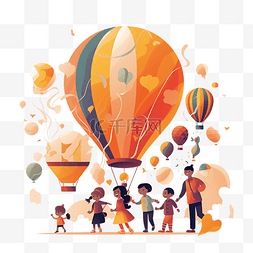 熱氣球图片_儿童节卡通插画