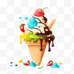 夏天冰淇淋冷饮美食插画