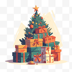 圣诞树摆件图片_圣诞节圣诞树美丽插画