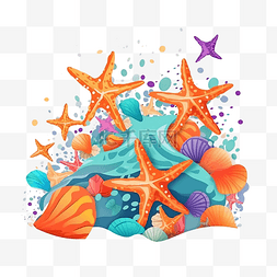 海洋日橙色卡通海星