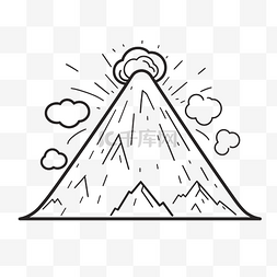 手绘火山轮廓素描图 向量