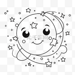 星座图png图片_可爱的卡通地球形状的月亮与星星