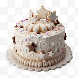 白色奶油巧克力派对蛋糕实拍图