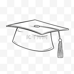 毕业儿童图片_带流苏素描的毕业帽轮廓图 向量