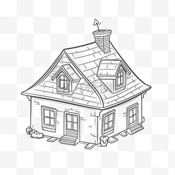 屋顶线条屋顶图片_为轮廓素描着色的卡通房子 向量