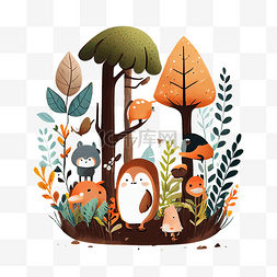 森林动物可爱插画