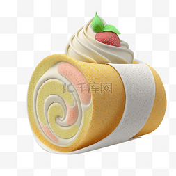 美味卡通甜点糕点图片_彩色拼色草莓奶油毛巾卷实拍图