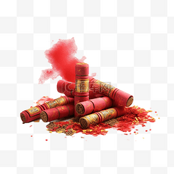 灯笼和烟花图片_春节新年装饰红色真实效果
