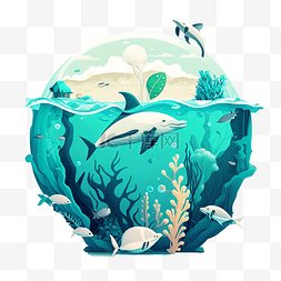 保护海洋生态图片_海洋日环境保护插画装饰