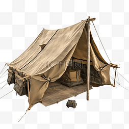 帐篷复古插画图片_帐篷野营木杆