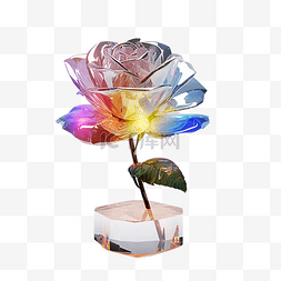 花瓶免抠图图片_玫瑰花朵叶子