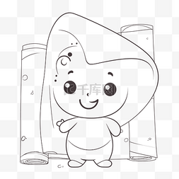 毛巾白图片_可爱的卡通婴儿在一条毛巾与一卷