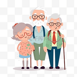旅行出门卡通图片_祖父母日家庭一家人