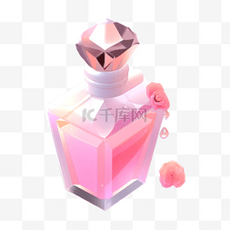玫瑰化妆品瓶子图片_粉红玫瑰色香水
