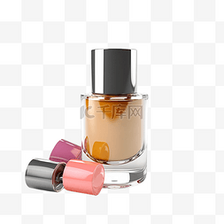 粉色化妆品瓶子图片_3d化妆品光滑光泽