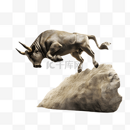 岩石上跳跃的公牛动物3d模型