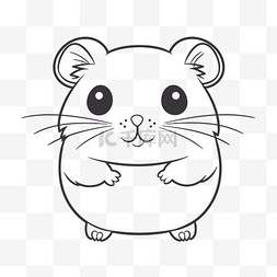 白鼠图片_可爱的动物仓鼠着色页轮廓素描 