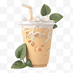 水杯白色图片_奶茶冷饮植物