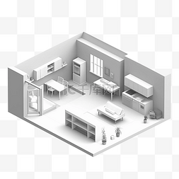 3d房间模型白色风格装修