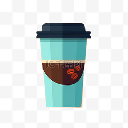 咖啡豆创意杯子图片_蓝色外卖热咖啡杯
