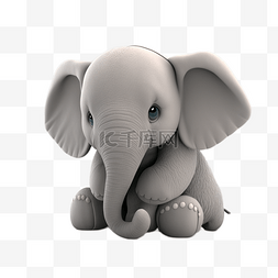大象可爱卡通白底透明
