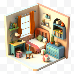 沙发免抠图片图片_房间模型立体简约图案