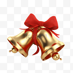 圣诞节金色红色铃铛蝴蝶结真实效