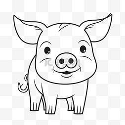 猪头的元素图片_可爱的卡通猪着色页轮廓素描 向