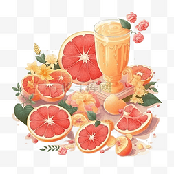 甜甜图片_果汁红色西柚