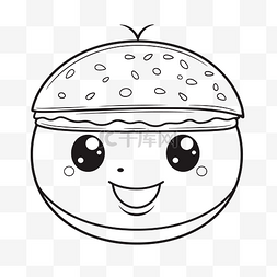 漢堡插圖图片_汉堡轮廓素描画上可爱的脸 向量