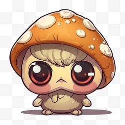 3d可爱表情蘑菇插画