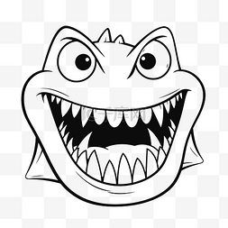 有牙齿的恐龙卡通头轮廓素描 向