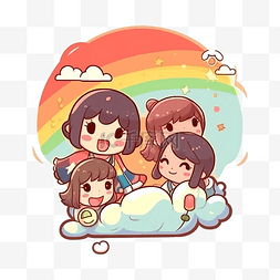 星星彩虹桥图片_儿童节白云彩虹插画