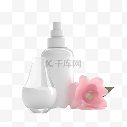 健康美容瓶图片_3d化妆品花朵装饰