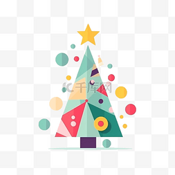 圣诞树装饰金色图片_创意圣诞树装饰插画
