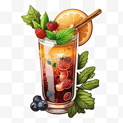 夏季喝果汁图片_夏天热带水果美味冷饮图案