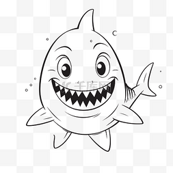 大白鲨素描图片_显示其笑脸轮廓草图的鲨鱼绘图着