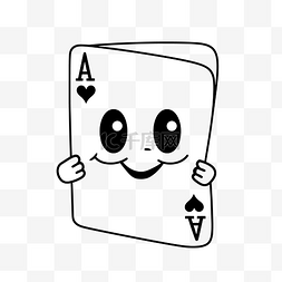卡通扑克牌与面带微笑在它轮廓素